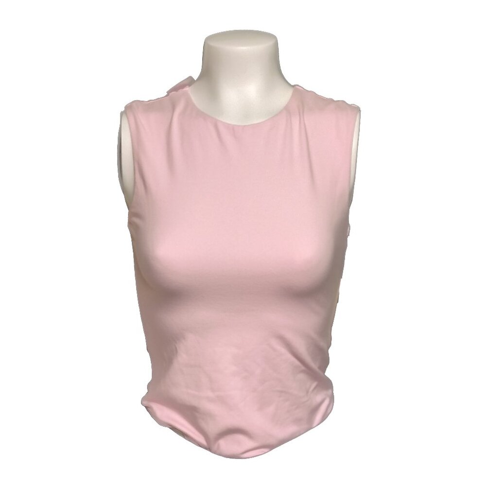 Madden Girl Juniors' Double Layered Crewneck Bodysuit - Cloud Pink